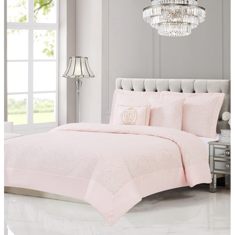 Juicy Couture Comforter , Shams, & Dec Pillows Pink Microfiber 5